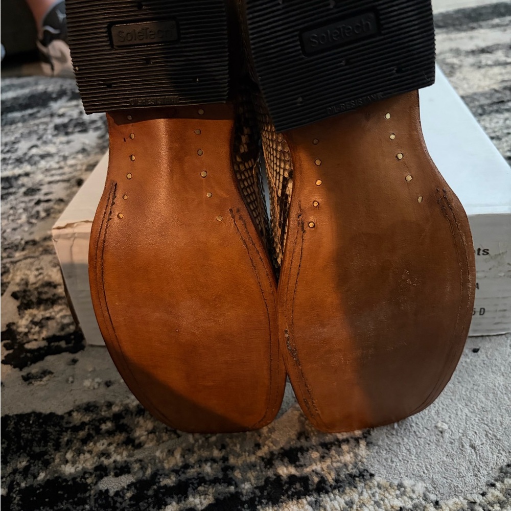 Cowtown Men's Snakeskin Western Boots - Tan and Brown - Picture 3 of 3